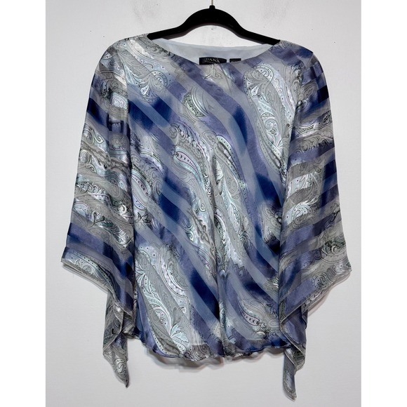 Dana Buchman Vintage Silk Paisley Blouse Top Medium Y2K Boho Chic Whimsical Luxe - Picture 1 of 5